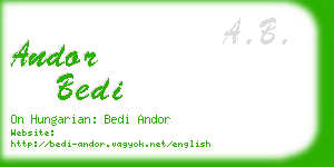 andor bedi business card